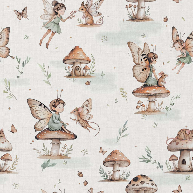 Printed Cotton LEOFEE White / Camel